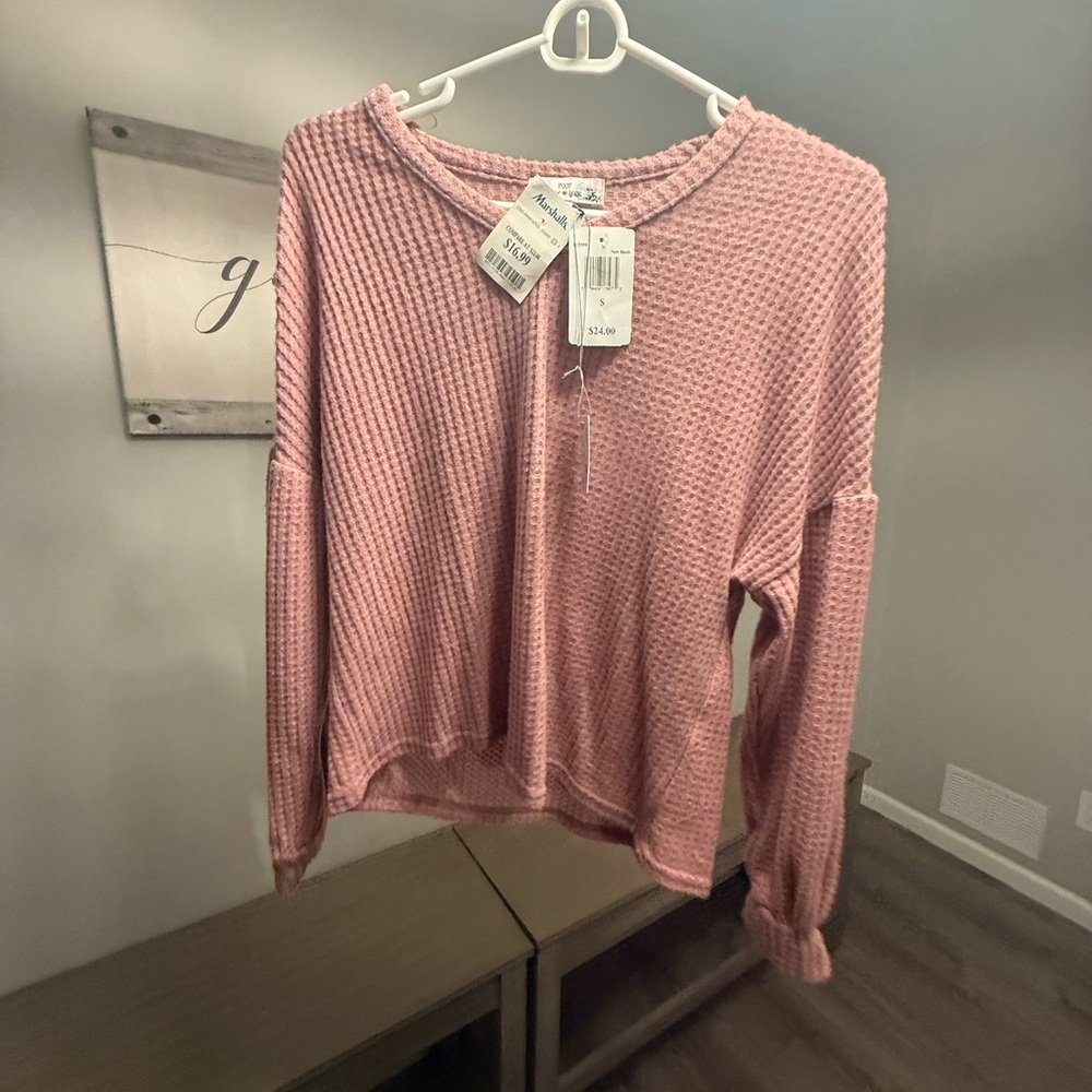 Poof! Pink Waffle Knit Sweatshirt